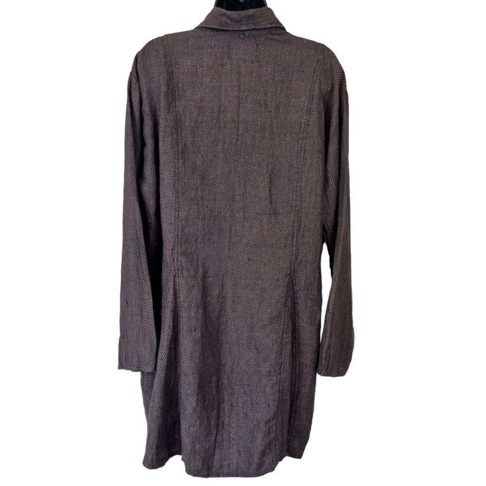 Flax by Jeanne Engelhart Linen Longline Striped Lagenlook Jacket - Picture 10 of 10